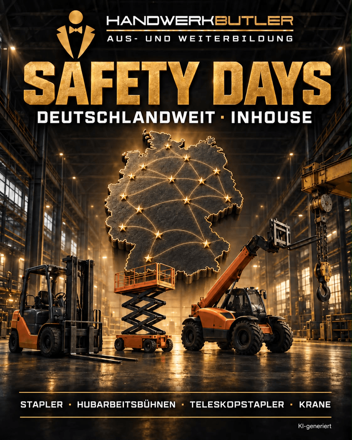 Safety Days – deutschlandweite Inhouse-Schulungen für Stapler, Hubarbeitsbühnen, Teleskopstapler und Krane