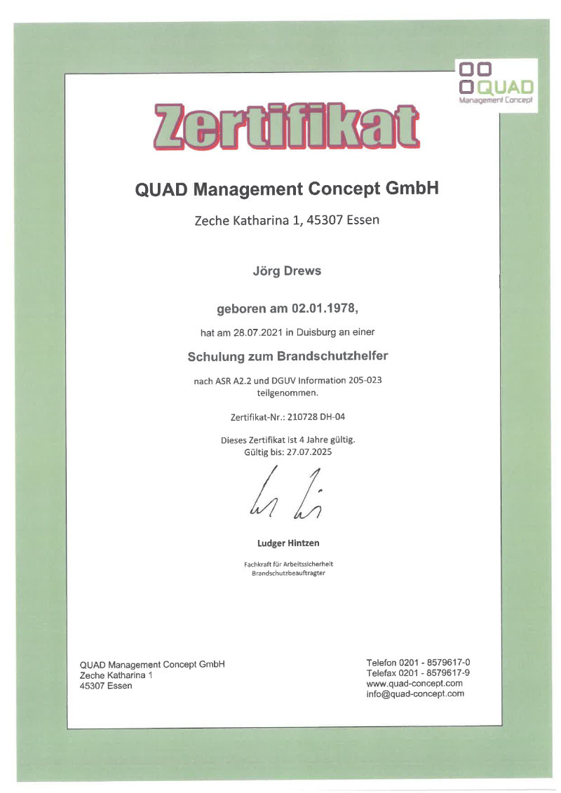 Zertifikat / Urkunde 13 – Jörg Drews, Handwerkbutler