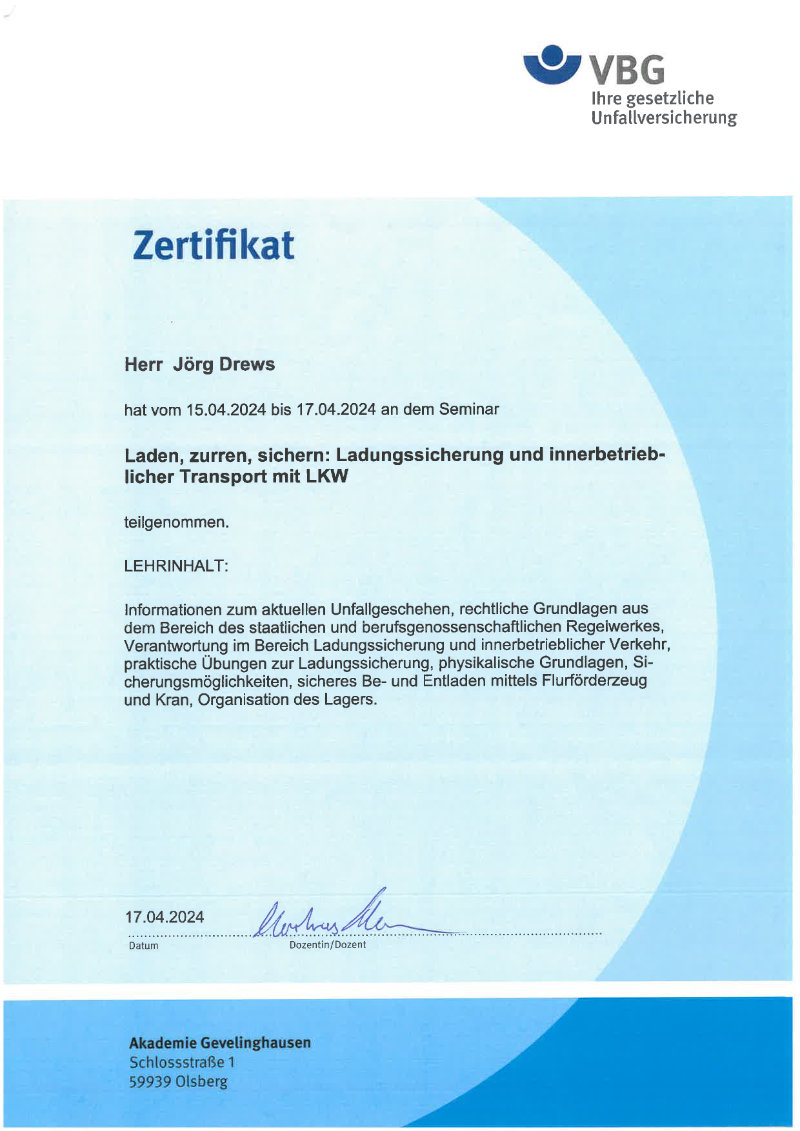 Zertifikat / Urkunde 6 – Jörg Drews, Handwerkbutler